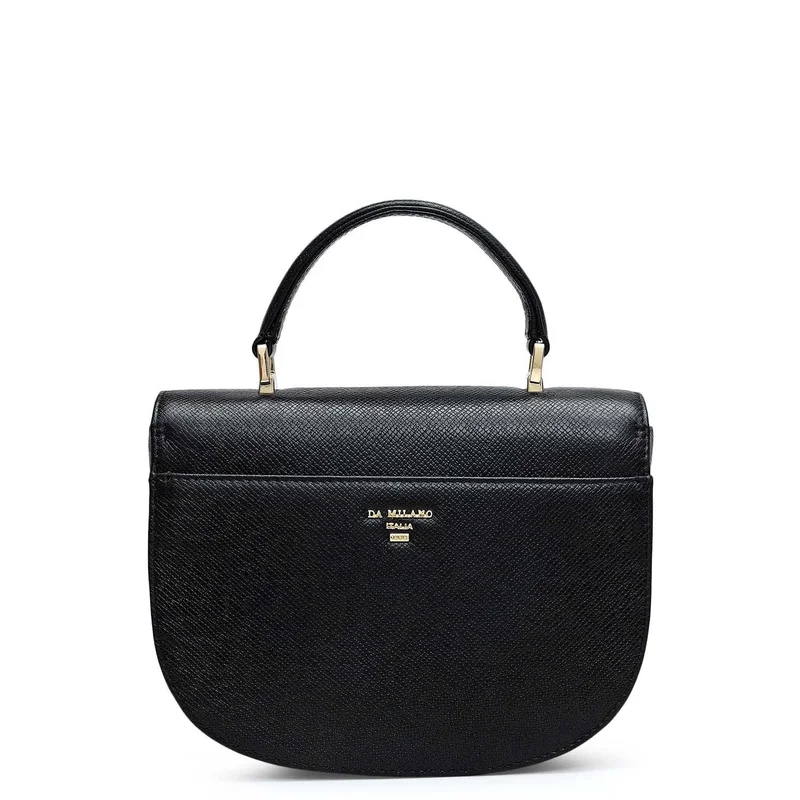 Da Milano Black Small Franzy Leather Satchel - Black for Women | Best Price UAE